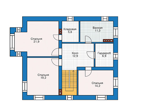 Планировка второго этажа :: Проект дома из кирпича 40-73