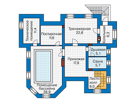 Планировка цокольного этажа :: Проект дома из кирпича 40-94