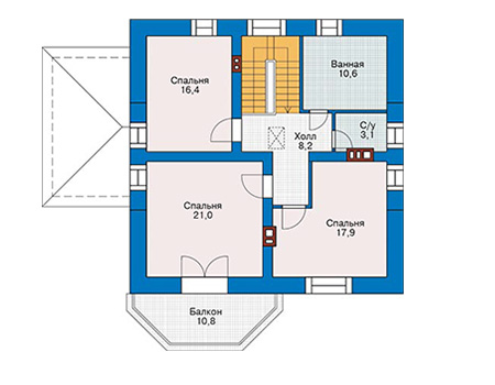 Планировка мансардного этажа :: Проект дома из кирпича 41-36