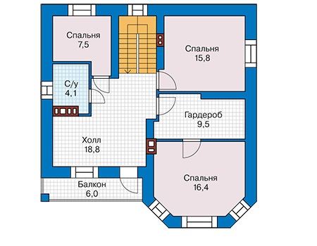 Планировка второго этажа :: Проект дома из кирпича 41-54