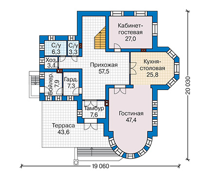 Планировка первого этажа :: Проект дома из кирпича 41-83