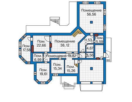 Планировка цокольного этажа :: Проект дома из кирпича 41-98