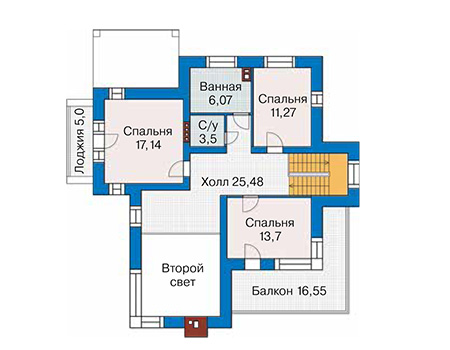 Планировка второго этажа :: Проект дома из кирпича 42-06