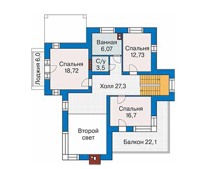 Планировка второго этажа :: Проект дома из кирпича 42-09