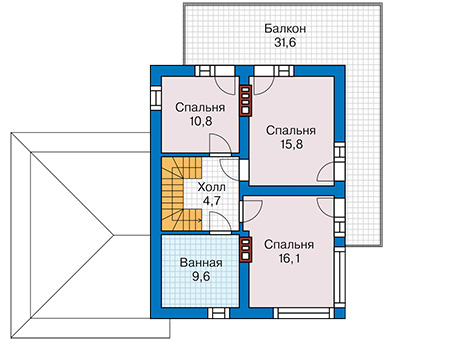 Планировка второго этажа :: Проект дома из кирпича 42-22