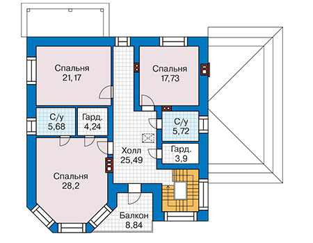 Планировка второго этажа :: Проект дома из кирпича 42-23