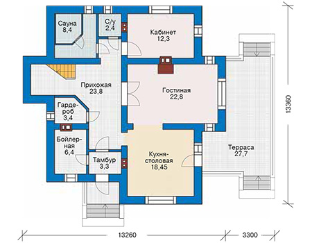 Планировка первого этажа :: Проект дома из кирпича 42-28