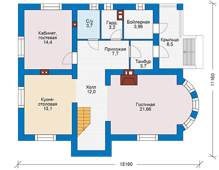 Планировка первого этажа :: Проект дома из кирпича 42-30