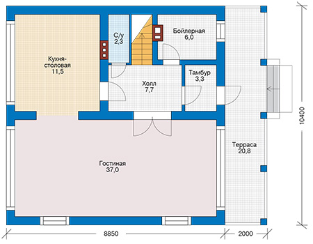 Планировка первого этажа :: Проект дома из кирпича 42-31