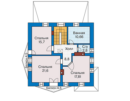 Планировка второго этажа :: Проект дома из кирпича 42-38