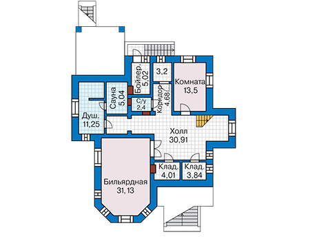 Планировка цокольного этажа :: Проект дома из кирпича 42-83