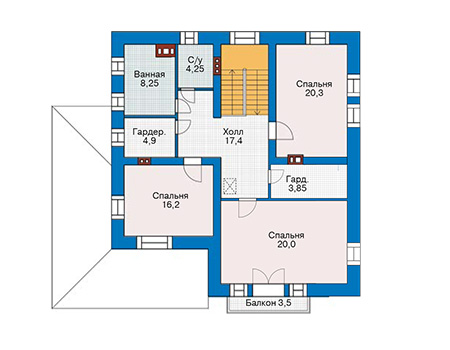 Планировка второго этажа :: Проект дома из кирпича 43-05