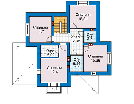 Планировка мансардного этажа :: Проект дома из кирпича 43-08