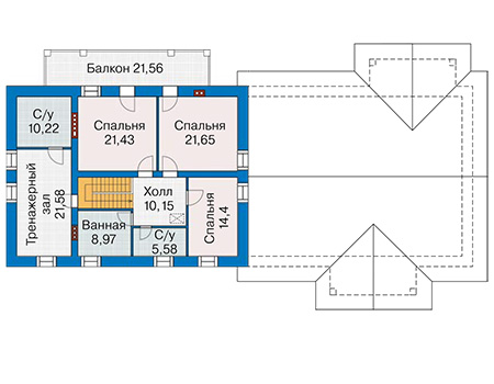Планировка мансардного этажа :: Проект дома из кирпича 43-27