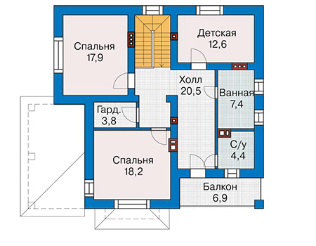 Планировка второго этажа :: Проект дома из кирпича 43-31