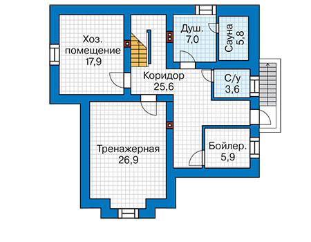 Планировка цокольного этажа :: Проект дома из кирпича 43-31