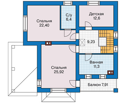 Планировка второго этажа :: Проект дома из кирпича 43-37
