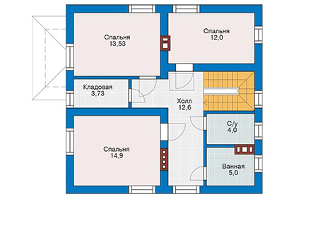Планировка мансардного этажа :: Проект дома из кирпича 43-43