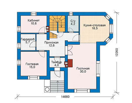 Планировка первого этажа :: Проект дома из кирпича 43-51