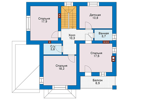 Планировка второго этажа :: Проект дома из кирпича 43-54