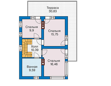 Планировка второго этажа :: Проект дома из кирпича 43-78