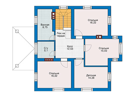 Планировка второго этажа :: Проект дома из кирпича 43-85