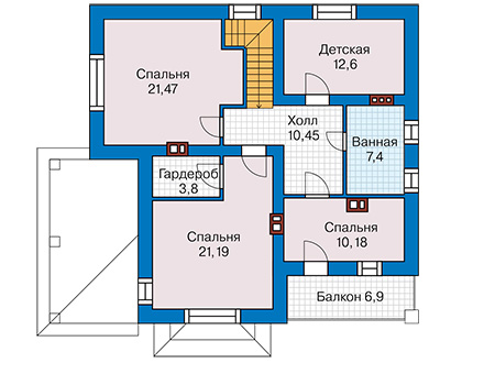 Планировка второго этажа :: Проект дома из кирпича 44-27