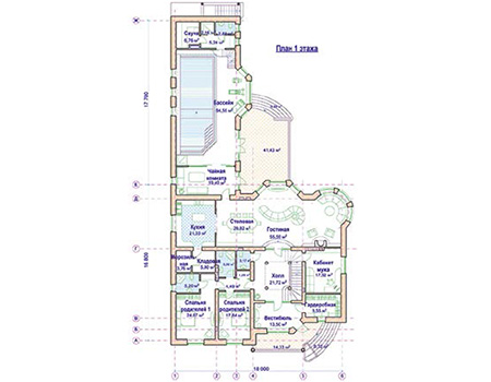 Планировка первого этажа :: Проект дома из кирпича 44-50