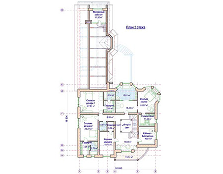 Планировка второго этажа :: Проект дома из кирпича 44-50