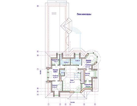 Планировка мансардного этажа :: Проект дома из кирпича 44-50