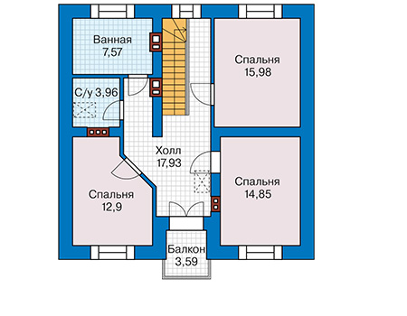 Планировка мансардного этажа :: Проект дома из кирпича 45-50