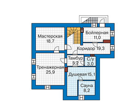 Планировка цокольного этажа :: Проект дома из кирпича 45-63