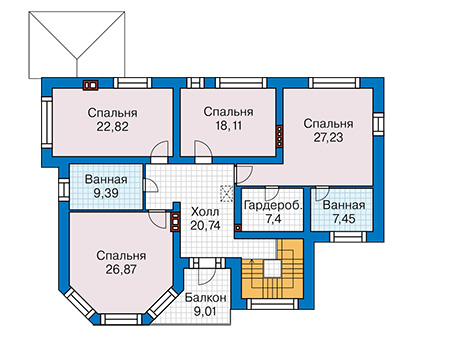 Планировка второго этажа :: Проект дома из кирпича 46-14