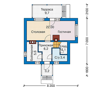 Планировка первого этажа :: Проект дома из кирпича 46-31