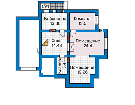 Планировка цокольного этажа :: Проект дома из кирпича 46-32