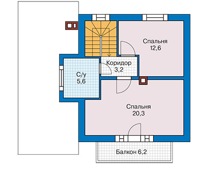 Планировка мансардного этажа :: Проект дома из кирпича 46-36