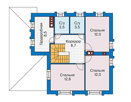 Планировка второго этажа :: Проект дома из кирпича 46-38
