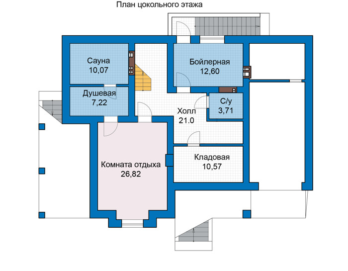 Планировка цокольного этажа :: Проект дома из кирпича 46-71