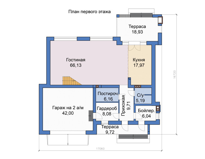 Планировка первого этажа :: Проект дома из кирпича 47-11
