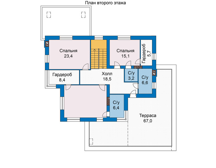 Планировка второго этажа :: Проект дома из кирпича 47-17