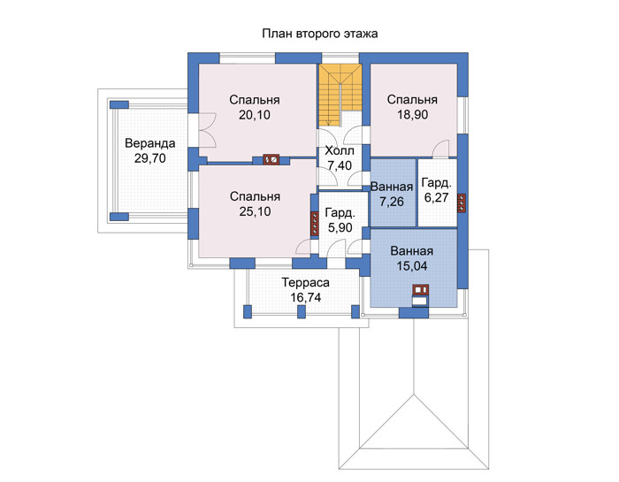 Планировка второго этажа :: Проект дома из кирпича 47-21