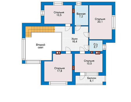 Планировка второго этажа :: Проект дома из кирпича 47-29
