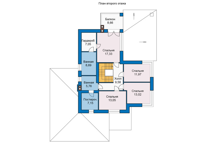 Планировка второго этажа :: Проект дома из кирпича 47-46
