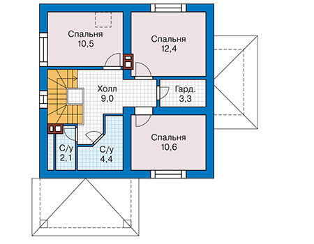 Планировка мансардного этажа :: Проект дома из кирпича 48-46
