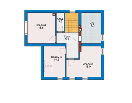 Планировка второго этажа :: Проект дома из газобетона 52-31