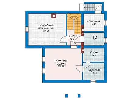 Планировка цокольного этажа :: Проект дома из газобетона 52-31