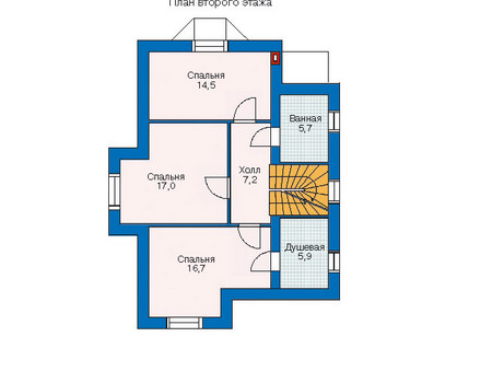 Планировка второго этажа :: Проект дома из газобетона 52-33