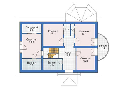 Планировка мансардного этажа :: Проект дома из газобетона 52-63