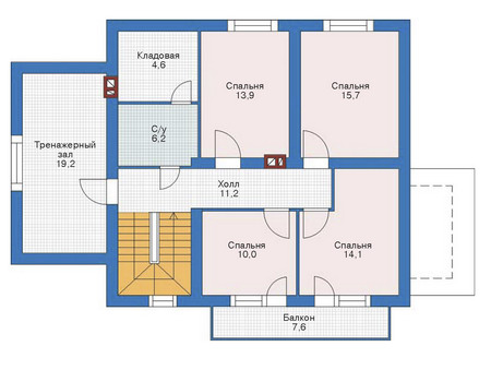 Планировка мансардного этажа :: Проект дома из газобетона 52-75