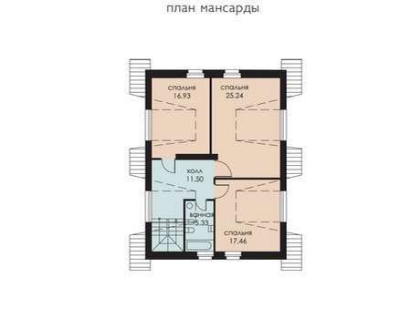 Планировка мансардного этажа :: Проект дома из газобетона 52-78